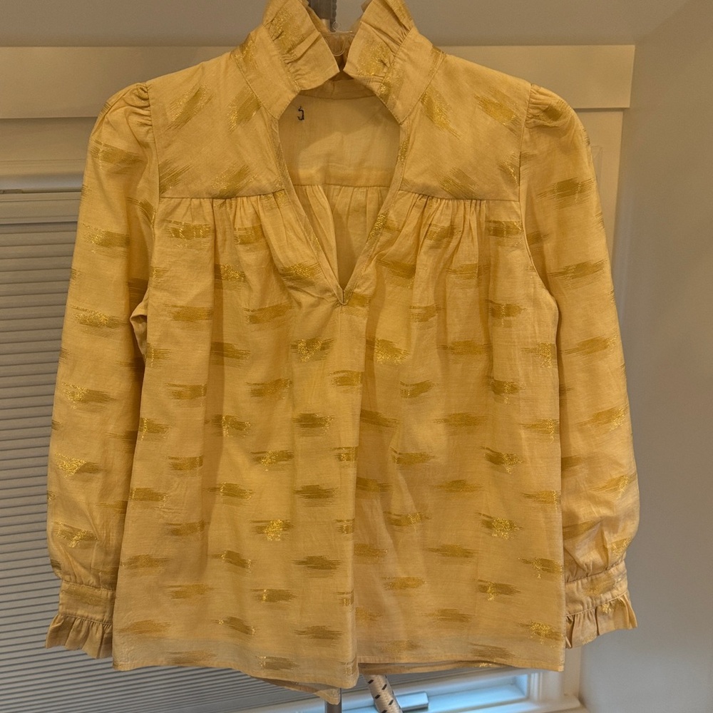 Chic Gold Patterned Women's Blouse